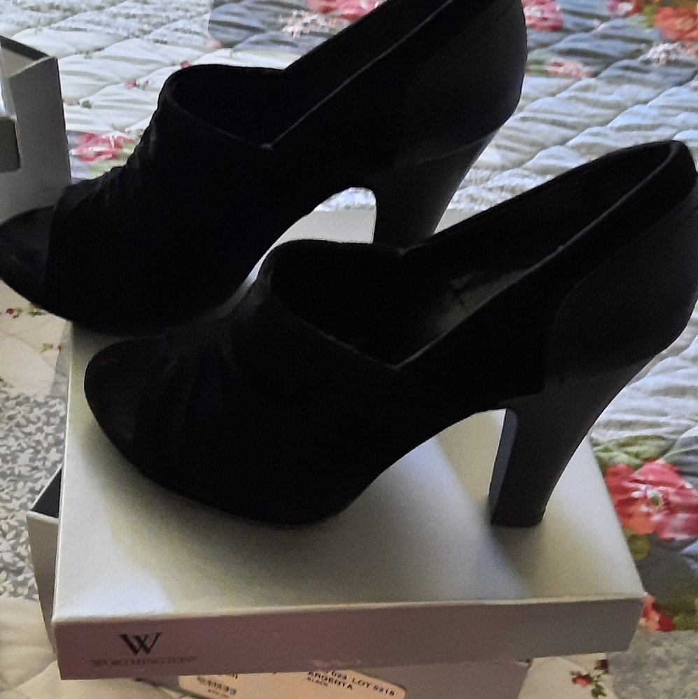 Black suede leather look shoe